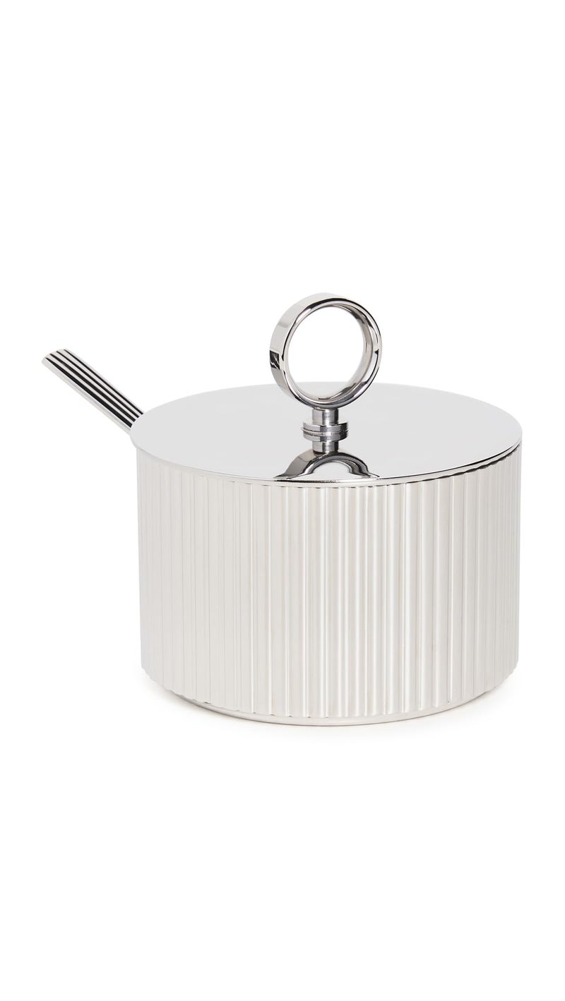 Georg Jensen Bernadotte Stainless Steel Sugar Bowl with Lid and Spoon - Image 2